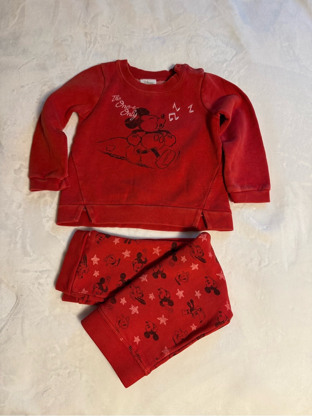 Disney Red Mickey Mouse Kids Sweatshirt & Joggers Set LIKE NEW